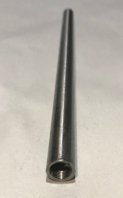 New 12" Brushed Steel Female Threaded Lamp Pipe, Rod, 1/8F Tap (3/8") #SP224S - Stone Door Lamps