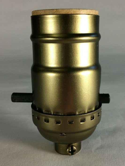 New On/Off Push - Thru Lamp Socket w/ Antique Brass Finish, Medium Base E26 CS341A - Stone Door Lamps