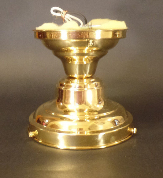 New Schoolhouse Lighting Fixture, Wired, Brass, Polished & Lacquered, 6" Fitter
