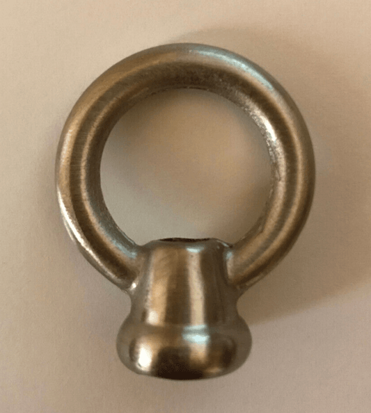 New 1 1/2" Cast Brass Loop With Wire Way, Satin Nickel Finish 1/8F Tap (3/8") - Stone Door Lamps