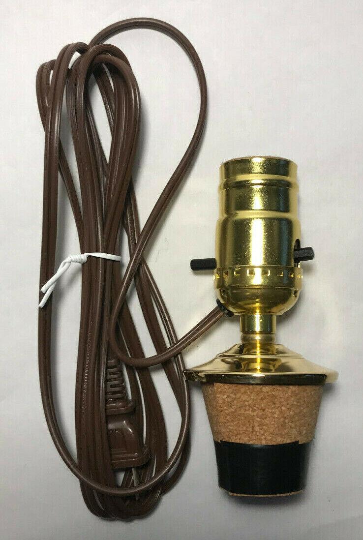 New Make A Bottle Lamp Kit With 2 1/4" Cork Base And 6 ft. Brown Cord #BK352 - Stone Door Lamps