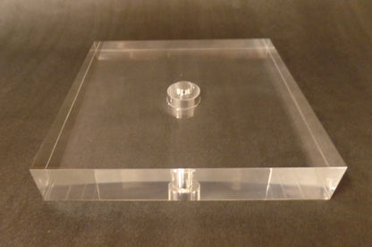 New 6" Diameter Clear Square Acrylic Lamp Base Break w/ Counter Sunk Center Hole