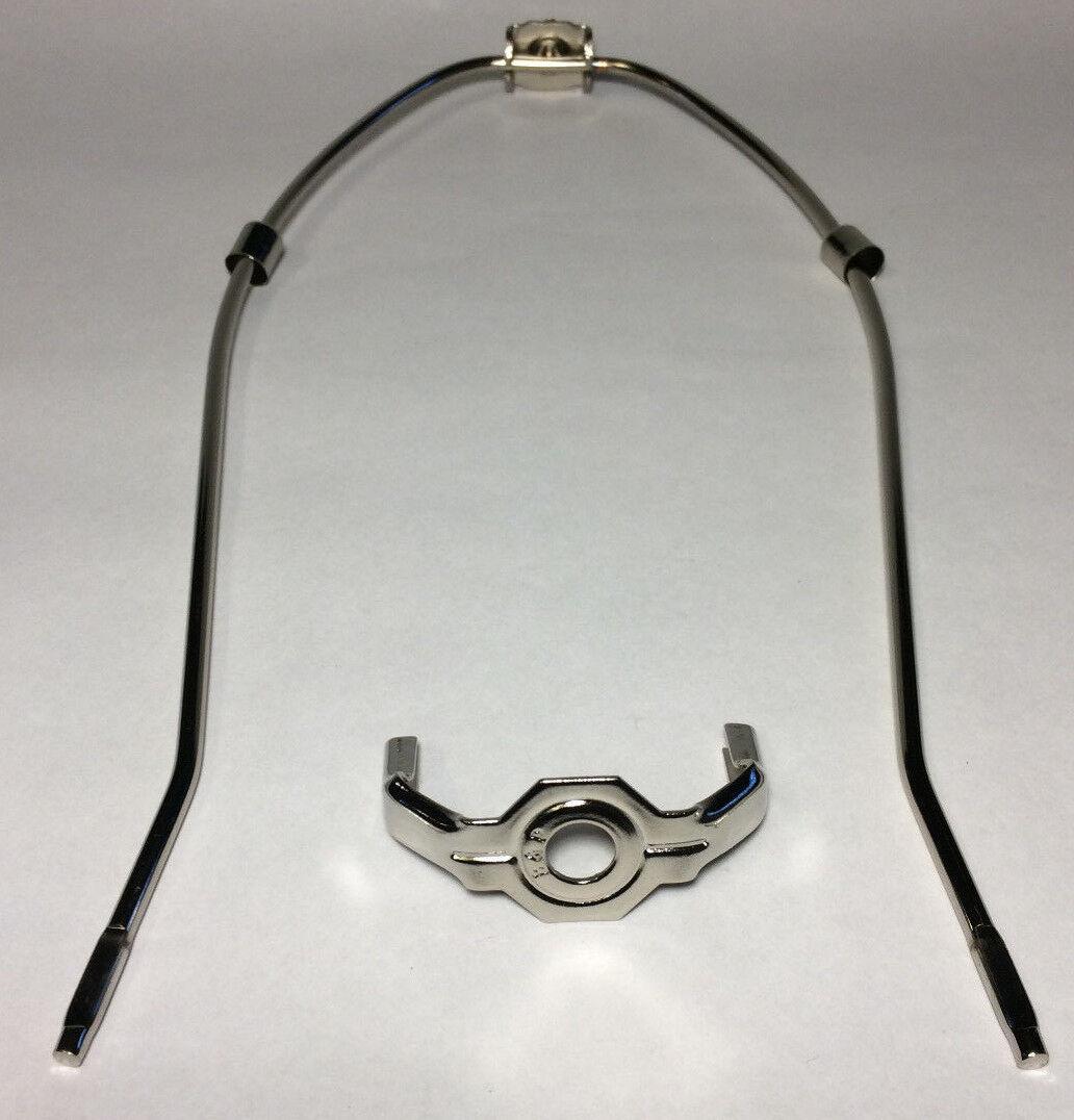 New 13" Nickel Finish Lamp HARP Shade Holder w/Base for Lamp Repair #HAR65N - Stone Door Lamps