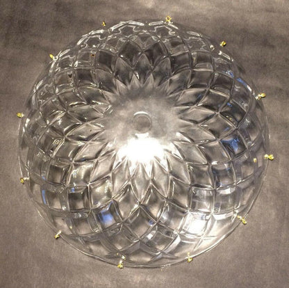 NEW 8" Pressed Glass Round Lamp Prism Chandelier Bobeche w/ 12 Brass Pins #BB910 - Stone Door Lamps