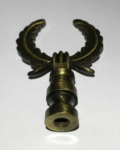 New 2 5/8" Solid Brass Lamp Finial, Antique Brass Finish, 1/4 - 27F #BF185A - Stone Door Lamps
