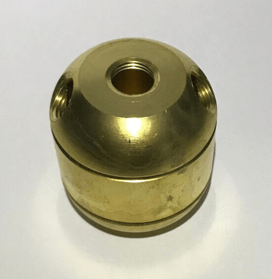 New Large Unfinished Turned Brass 2 Pc. Lamp Cluster Body, 2 Bottom Holes, 1/8F - Stone Door Lamps