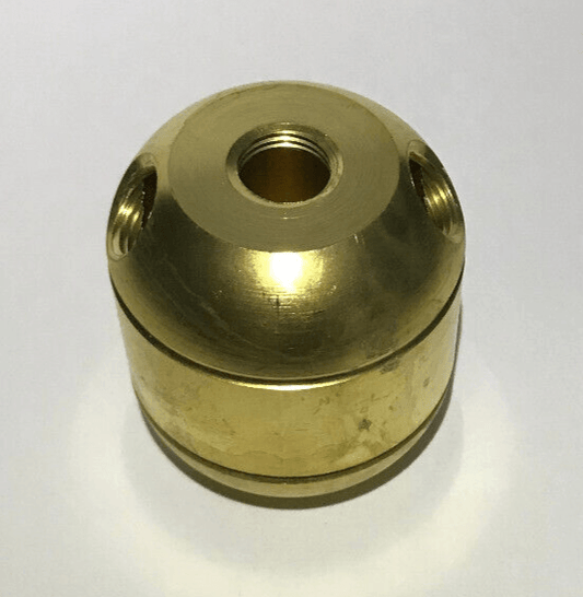 New Large Unfinished Turned Brass 2 Pc. Lamp Cluster Body, 2 Bottom Holes, 1/8F - Stone Door Lamps