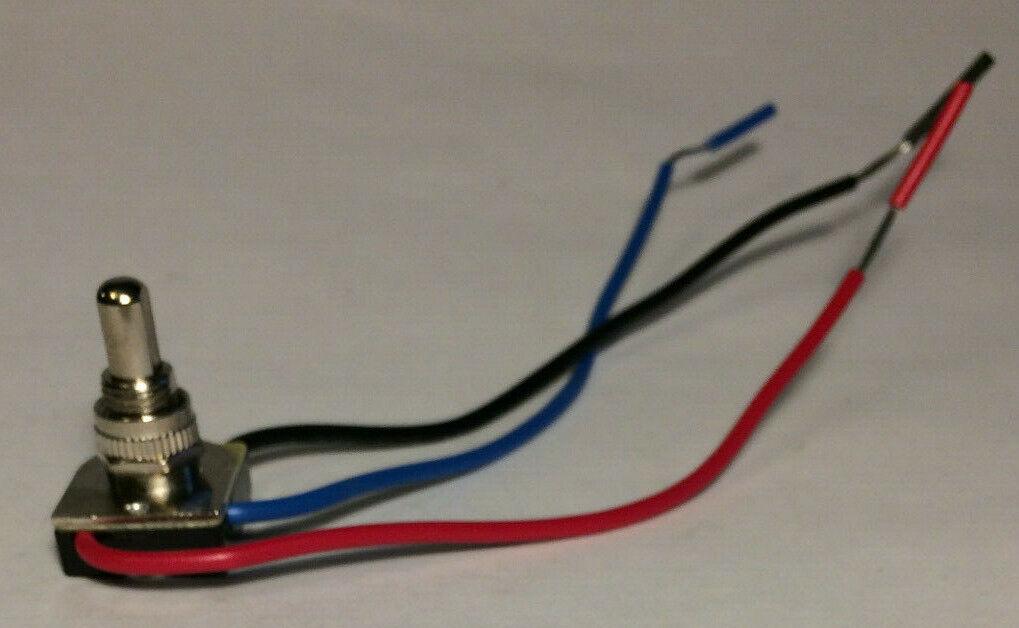 New 3 - way, 4 position Nickel Push Canopy Switch, 3/8" Shank, 6" Wire Leads #409N - Stone Door Lamps