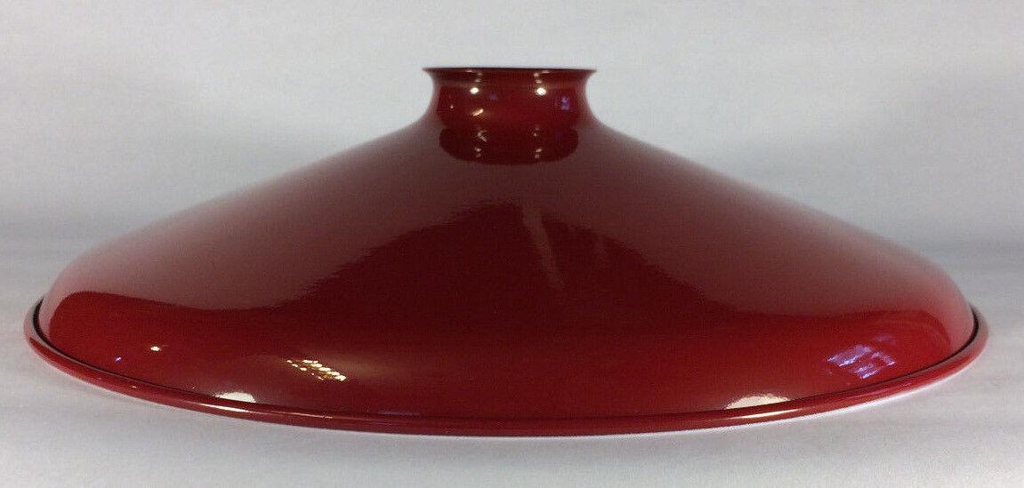 Metal Cone Lamp Light Shade Pendant 2 1/4 X 12 Red Porcelain Industrial Style - Stone Door Lamps