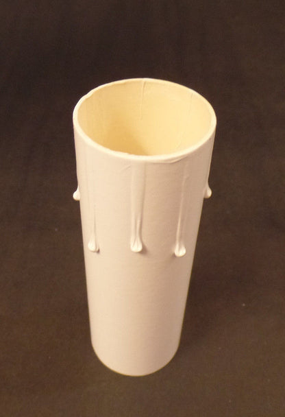 6" Flat White Paper Board Candle Cover w/ Drip Chandelier Lamp Socket, Standard