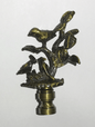 New 2 7/8" Cast Brass Birds On Branch Lamp Finial w/ Antique Finish, 1/4 - 27F Tap - Stone Door Lamps