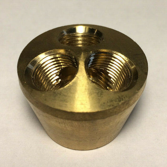 New Turned Brass 1 Pc. Modern Cluster, 3 Top Holes, 3 Light, Unfinished #CB439U
