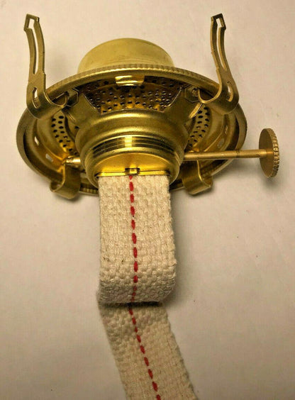 New #2 Solid Brass Queen Anne Oil Lamp Burner W/ Wick, For 3" Base Chimney OB622 - Stone Door Lamps