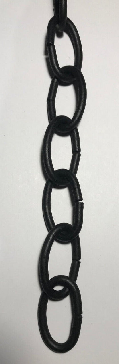 New 3 ft. 5 Gauge Oval Steel Chandelier Fixture Lamp Chain, Satin Black Finish - Stone Door Lamps
