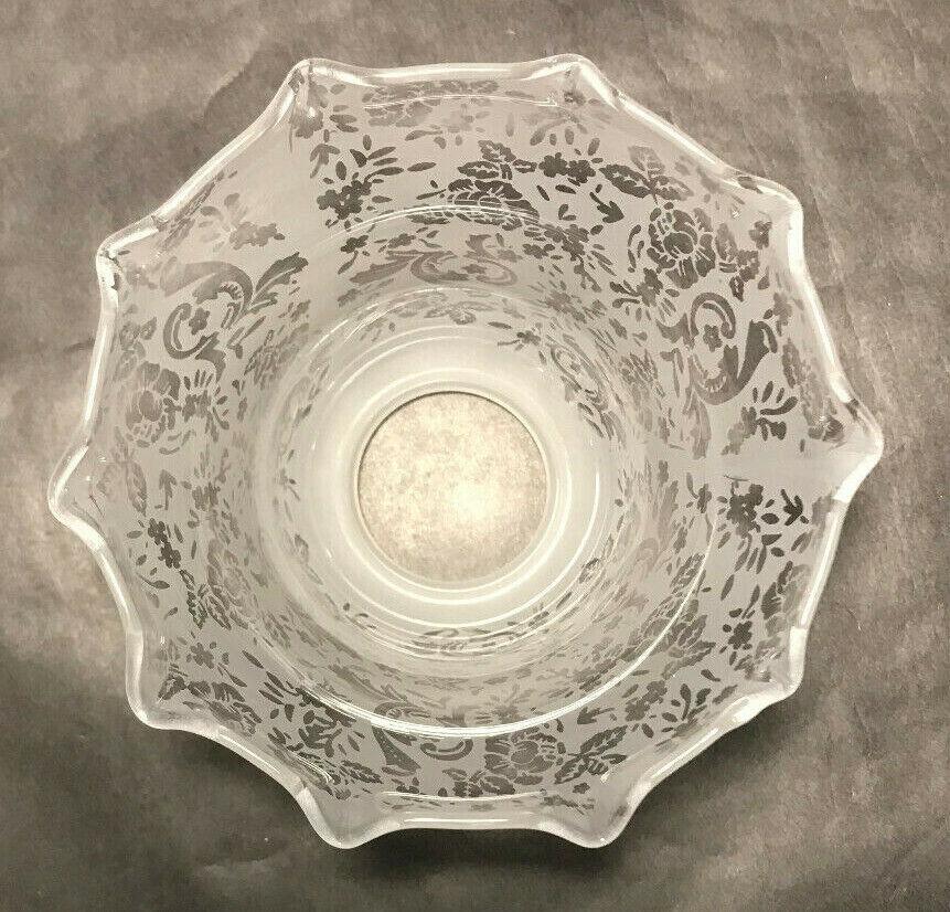 New Victorian Lace Etched Filigree Crimped Fixture Shade, 2 1/4" Fitter, #FS450 - Stone Door Lamps