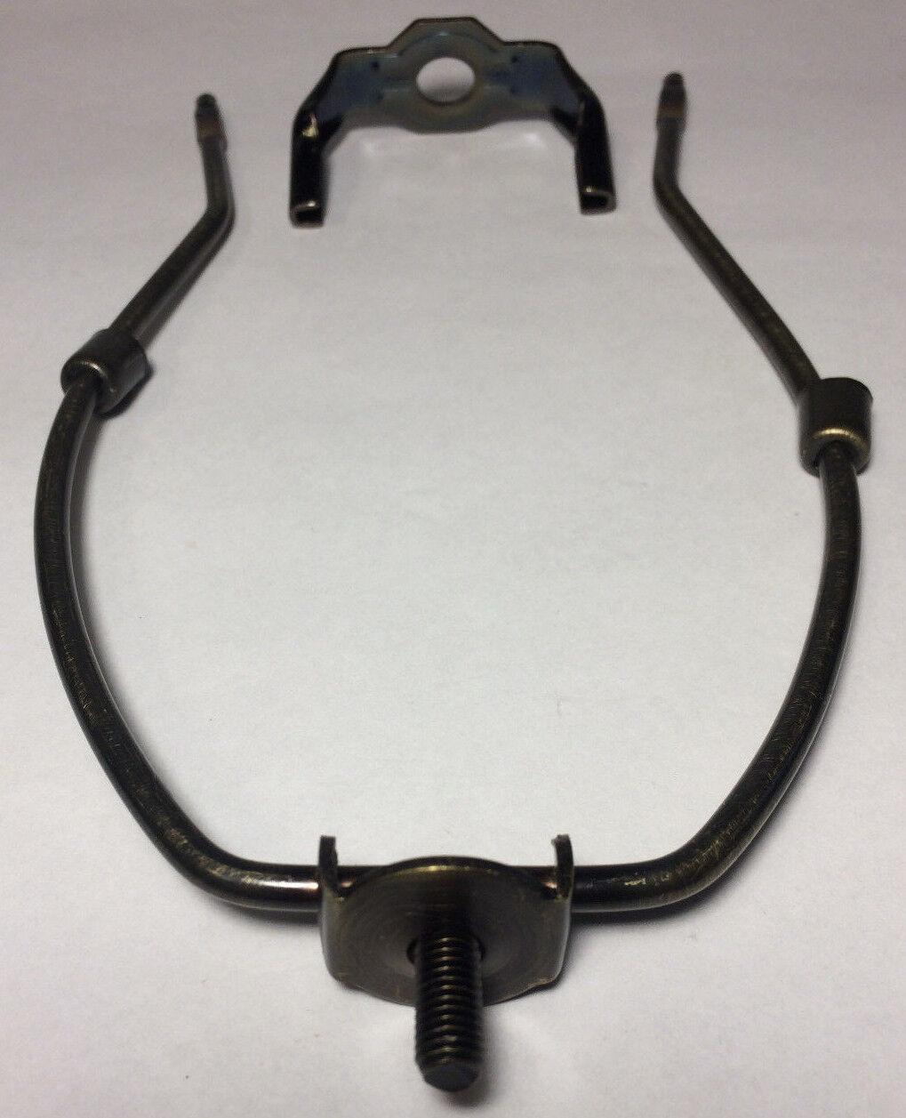New 14" Lamp HARP Shade Holder w/Base, Antique Bronze Finish, Heavy Weight #66B - Stone Door Lamps