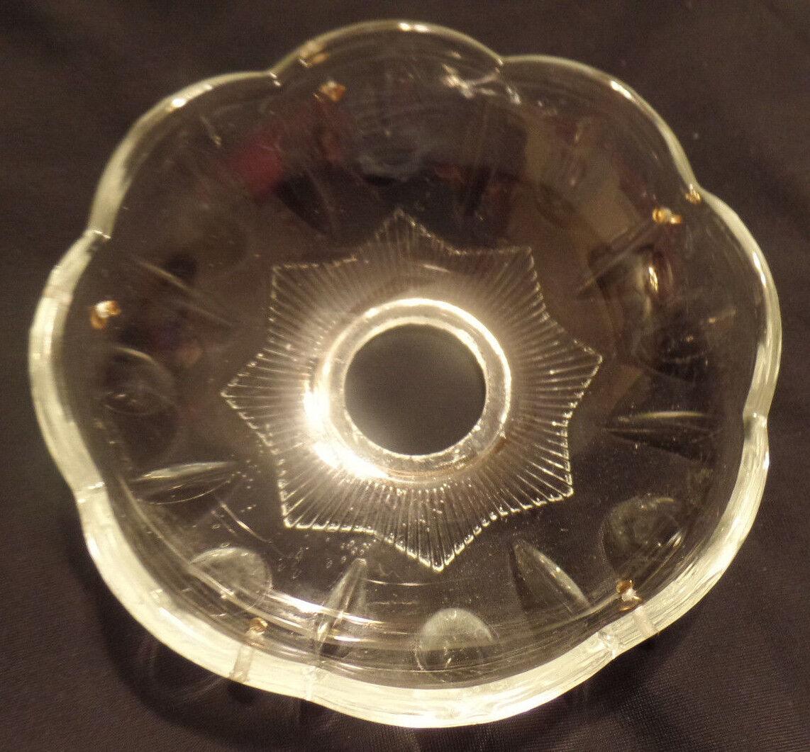 NEW 4" Pressed Glass Round Lamp Prism Chandelier Bobeche w/ 5 Brass Pins #BB902 - Stone Door Lamps