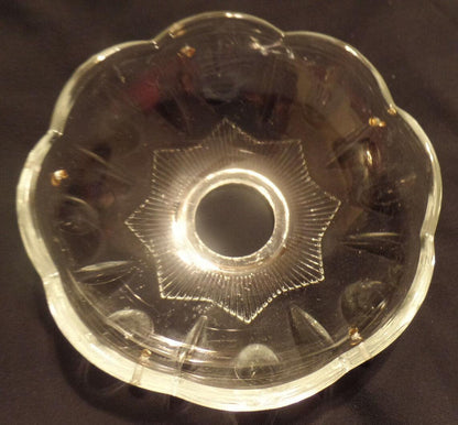 NEW 4" Pressed Glass Round Lamp Prism Chandelier Bobeche w/ 5 Brass Pins #BB902 - Stone Door Lamps