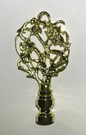 New 3 1/8" Brass Vine Design Lamp Finial, Polished & Lacquered, 1/4-27F #BF080