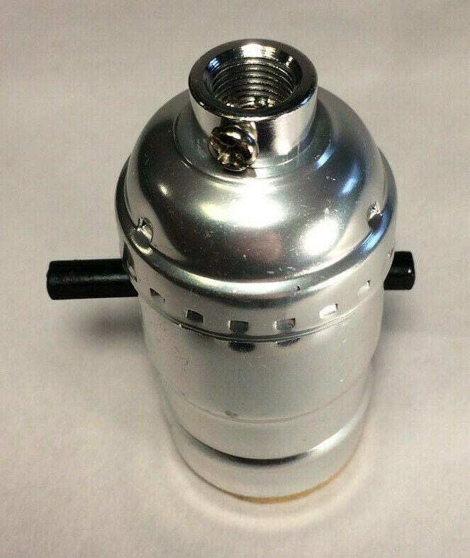 New On/Off Push - Thru Lamp Socket w/ Nickel Finish, Medium Base E26 #CS341N - Stone Door Lamps