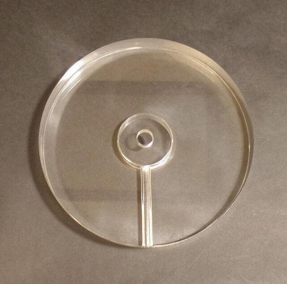6 1/2" Diameter Clear Round Acrylic Lamp Base w/ Center Hole & Side Outlet AB285 - Stone Door Lamps