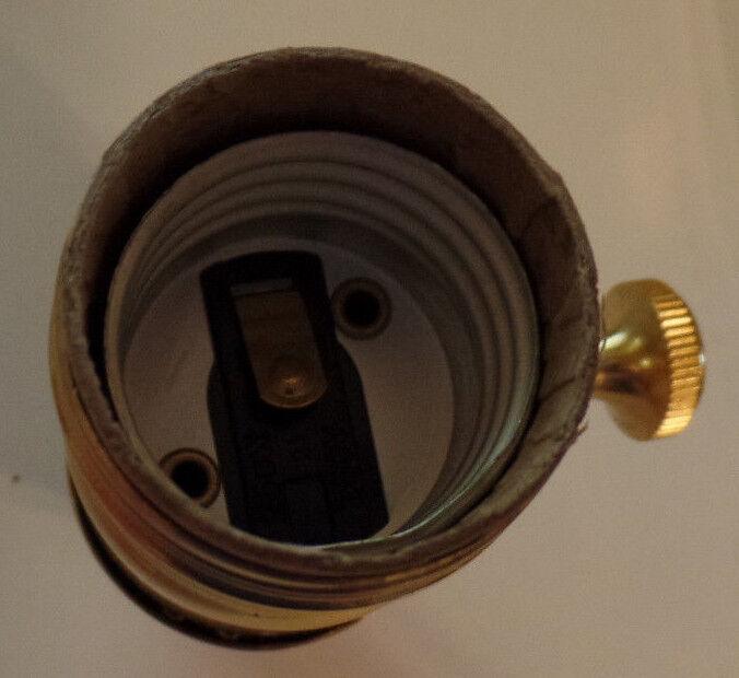 New On/Off Uno Thread Solid Brass Industrial Style Turn Knob Lamp Socket #SO272 - Stone Door Lamps