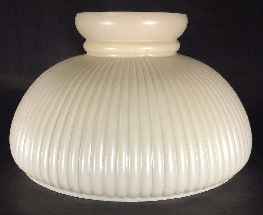 New 10" Opal Glass Ribbed Student Lamp Shade, Cream Background, USA Made #SH003