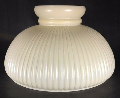 New 10" Opal Glass Ribbed Student Lamp Shade, Cream Background, USA Made #SH003