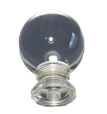 New Clear Acrylic Ball Lamp Harp Finial, 1 3/4" ht. 1/4-27F Tap (1/4") #LF390