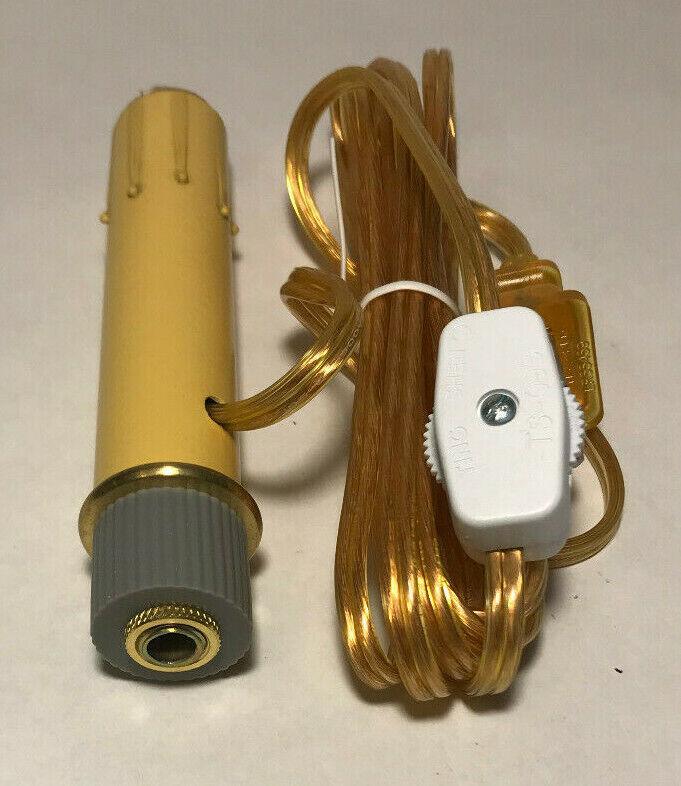 New 15/16" Candlestick Adapter Kit W/ 4" Antique Gold Candle Cover, 8' Gold Cord - Stone Door Lamps