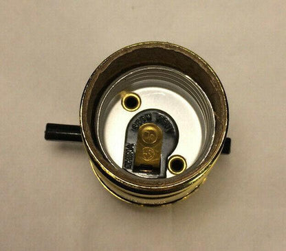 New Push - Thru Lamp Socket With Side Outlet For Cord, Brass Plated, U.L. #CS340 - Stone Door Lamps