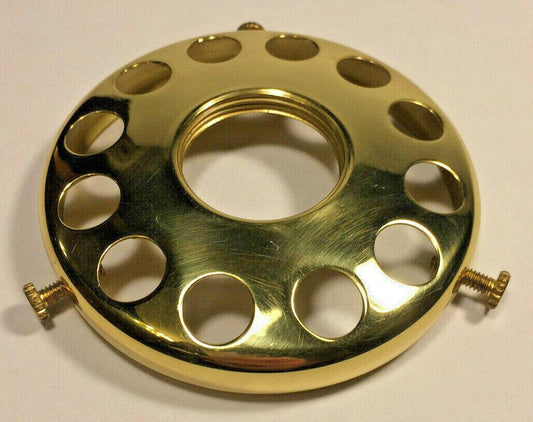 New 3 1/4" Fitter Solid Brass Screw On Uno Shade Holder, Polished & Lacq. #SH727 - Stone Door Lamps