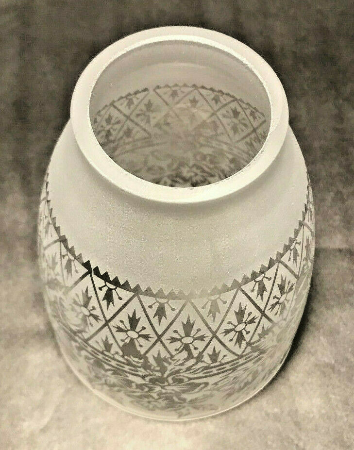 2 1/4" Fitter Venicia Satin Etched Fixture Shade, 2 Roses, Clear Filigree, 5" Ht
