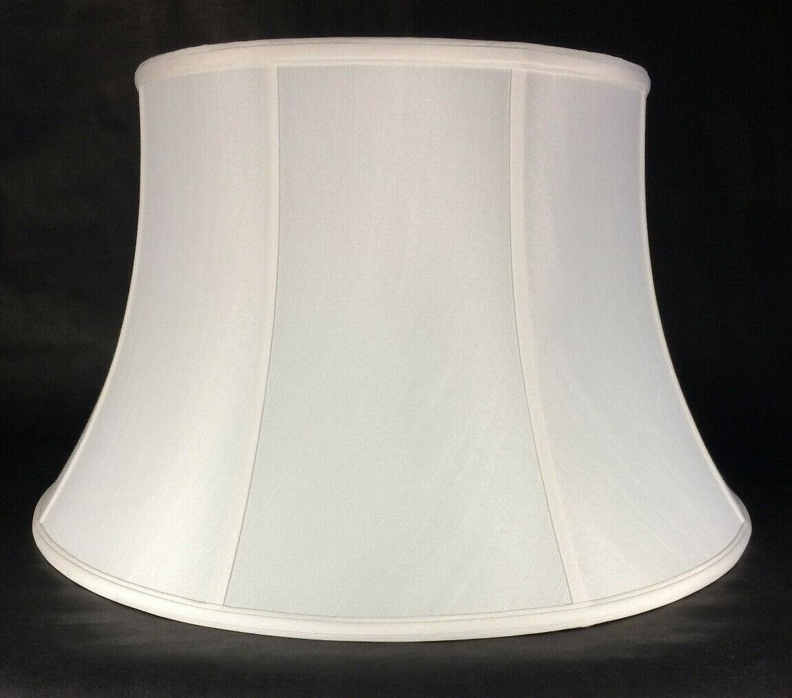 Softback Floor Lamp Shade, Shallow Drum, Off White High Quality Tissue Shantung - Stone Door Lamps