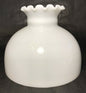 New Student Lamp Shade, Opal White Milk Glass, Crimp Top, Hand Blown, 10" FItter