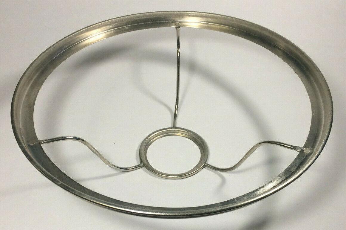 10" Solid Brass Under Burner Shade Ring Holder For Aladdin Burner, Nickel Plated - Stone Door Lamps