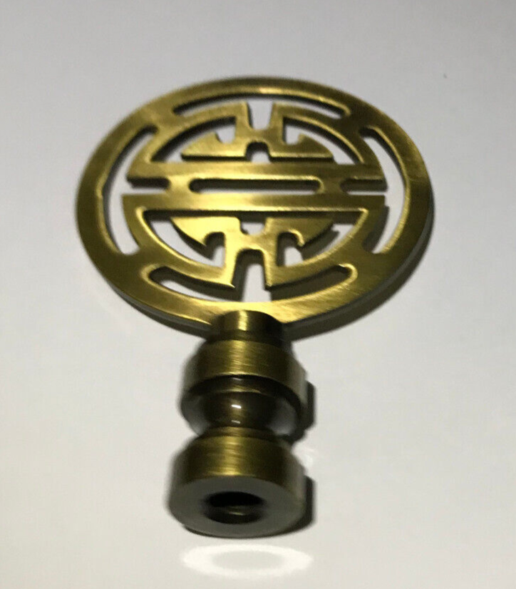 New 2 3/4" Brass Oriental Lamp Finial, Antique Brass Finish, 1/4-27F #BF161A