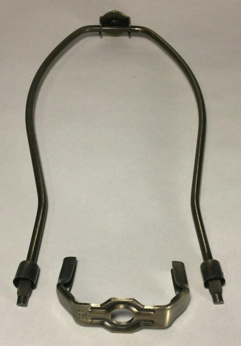 New 9 1/2" Lamp Harp w/ Antique Brass Finish, Heavy Weight, Protective Coating - Stone Door Lamps