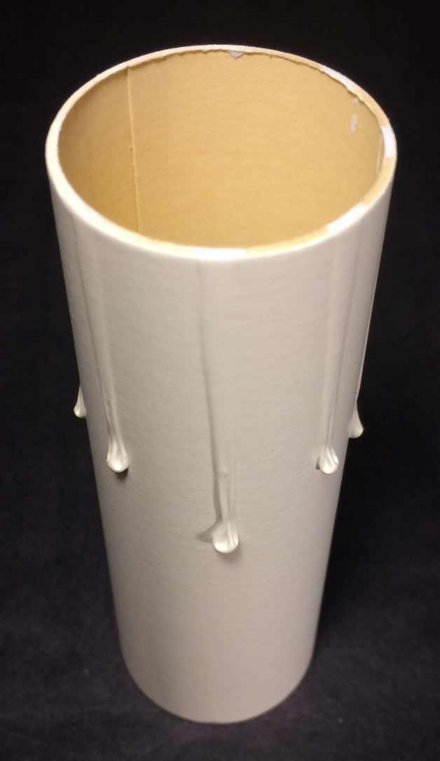 4" WHITE IVORY Paper Board Chandelier Standard CANDLE COVER with DRIPS  CC977I
