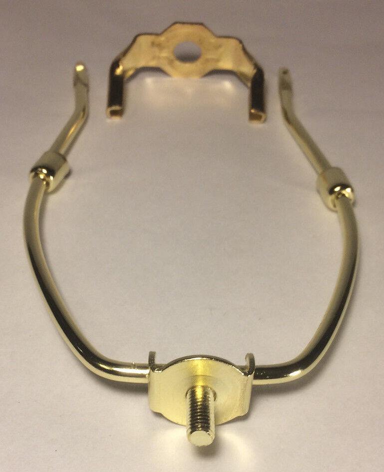 9 1/2" Brass Plated Lamp Harp with Base & Protective Coating, regular weight - Stone Door Lamps