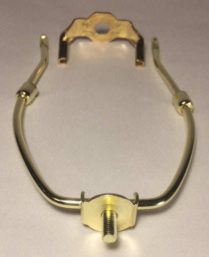 9 1/2" Brass Plated Lamp Harp with Base & Protective Coating, regular weight - Stone Door Lamps