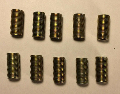 Lot Of 10, 1 3/4" ,1/8IP Zinc Plated Steel Lamp Nipples 3/8" O.D. Rust Resistant - Stone Door Lamps