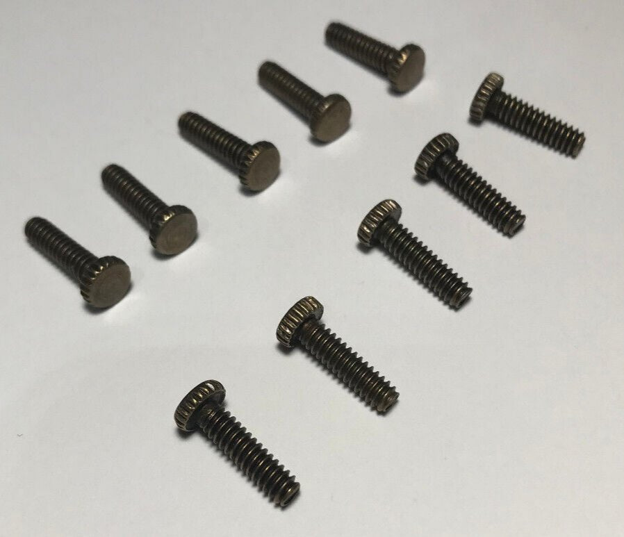New Lot Of 10 Steel 1/2" Long Antique Brass Finish Thumbhead Screws 6/32 Thread - Stone Door Lamps