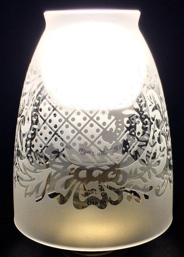 New 2 1/4" Fitter, 5" Ht. Venicia Satin Etched Fixture Shade With Clear Filigree - Stone Door Lamps