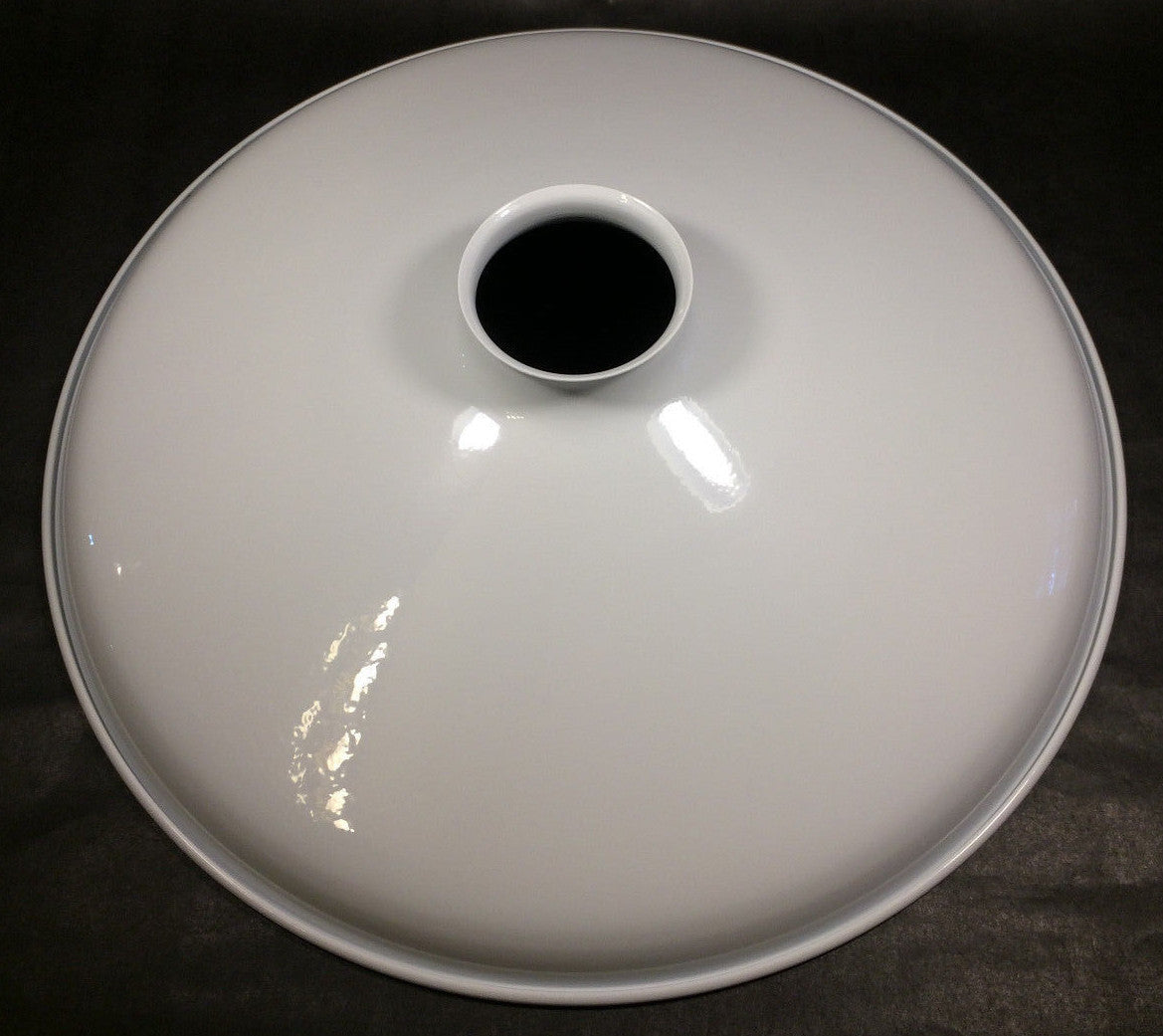 New 12" White Metal Industrial Lamp Shade, Porcelain Enamel Finish, 2 1/4" Fit.