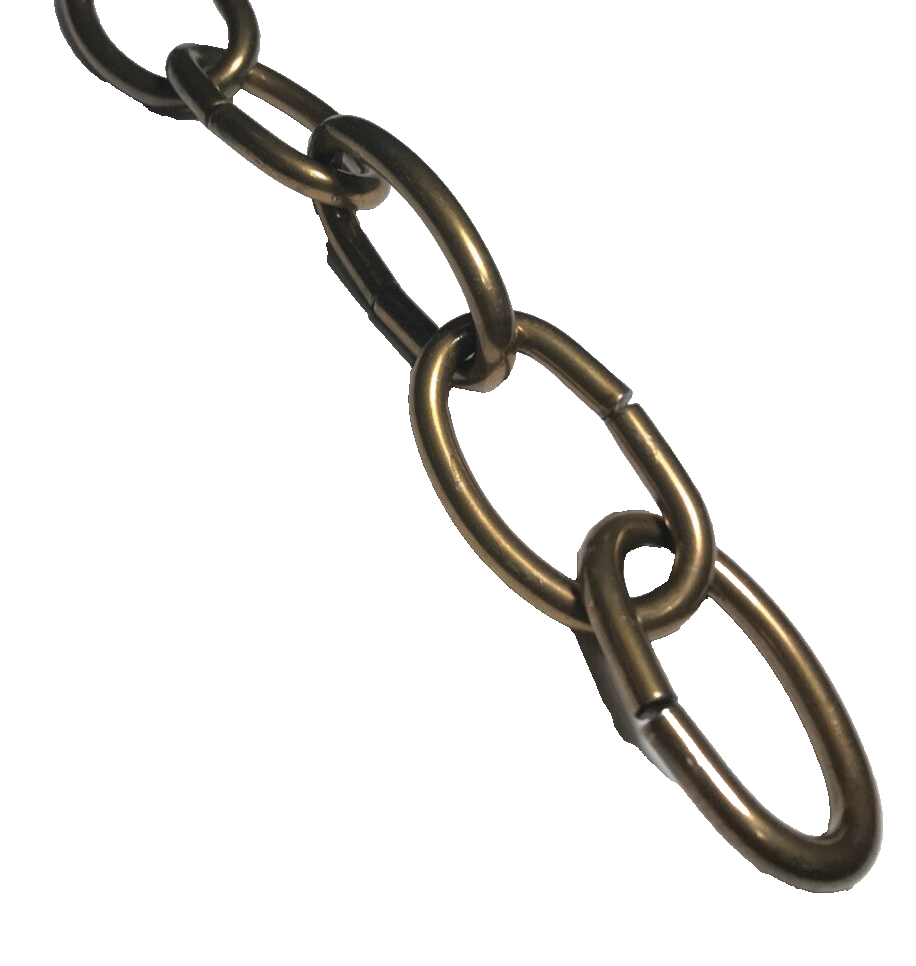 New 3 ft. 5 Gauge Oval Steel Chandelier Fixture Lamp Chain, Antique Brass Finish