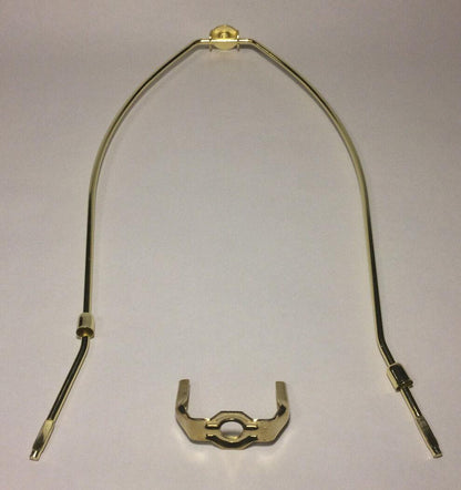 New 12" Brass Lamp HARP Shade Holder w/Base for Lamp Repair, Regular weight - Stone Door Lamps