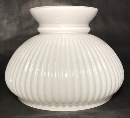 New 7" Clear Over Opal White Cased Glass Ribbed Student Lamp Shade #7S616C