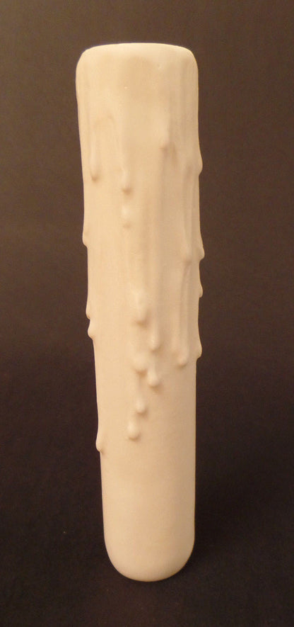 6" Flat White PolyBeesWax Chandelier Candelabra Candle Cover with DRIPS  CC911T