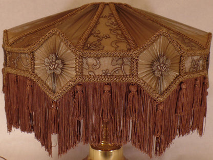 Victorian Softback Floor Lamp Shade w/ Fringe, Tassels, Mocha Brown 807A